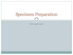 Specimen Preparation BIO 498698 Outline Proper handling procedures