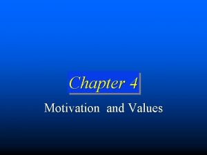 Chapter 4 Motivation and Values Motivation 4 2