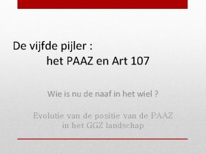 De vijfde pijler het PAAZ en Art 107