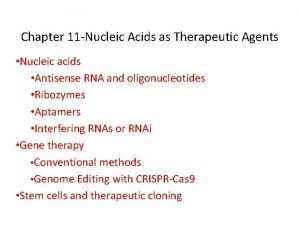 Chapter 11 Nucleic Acids as Therapeutic Agents Nucleic