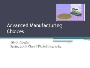 Advanced Manufacturing Choices ENG 165 265 Spring 2016