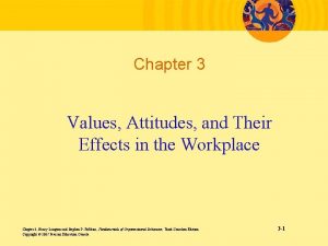 Chapter 3 Values Attitudes and Their Effects in