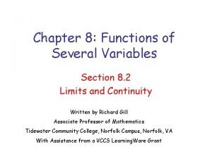 Chapter 8 Functions of Several Variables Section 8