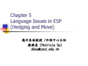Language issues in esp
