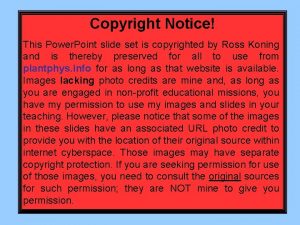 Copyright Notice This Power Point slide set is