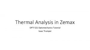 Zemax tutorial