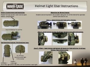 Helmet Light User Instructions Battery Compartment and Installation