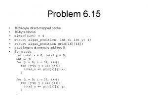 Problem 6 15 1024 byte directmapped cache 16
