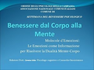 ORDINE DEGLI PSICOLOGI DELLA CAMPANIA ASSOCIAZIONE NAZIONALE COMUNI