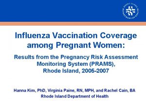 Influenza Vaccination Coverage among Pregnant Women Results from
