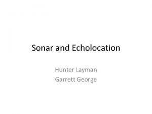 Sonar and Echolocation Hunter Layman Garrett George What
