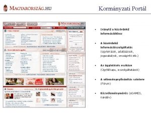 Kormnyzati Portl Irnyt a kzrdek informcikhoz A kzrdek