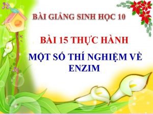 Thực hành một số thí nghiệm về enzim