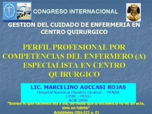 I CONGRESO INTERNACIONAL GESTION DEL CUIDADO DE ENFERMERIA