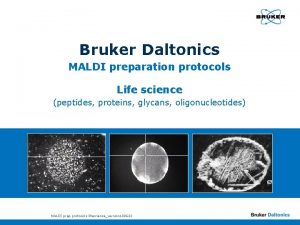 Bruker Daltonics MALDI preparation protocols Life science peptides