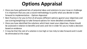 Option appraisal meaning