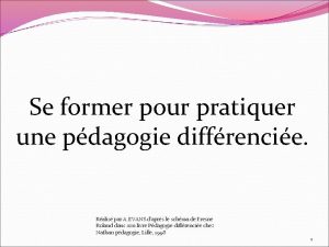 Se former pour pratiquer une pdagogie diffrencie Ralis