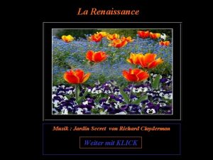 La Renaissance Musik Jardin Secret von Richard Clayderman