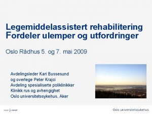 Legemiddelassistert rehabilitering Fordeler ulemper og utfordringer Oslo Rdhus