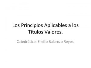 Principios de los títulos valores