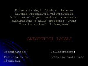 Universit degli Studi di Palermo Azienda Ospedaliera Universitaria