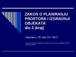 Zakon o planiranju prostora i izgradnji objekata