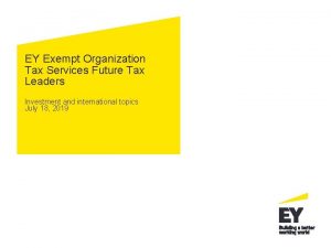 EY Exempt Organization Tax Services Future Tax Leaders