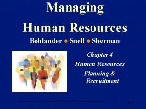 Managing Human Resources Bohlander Snell Sherman Chapter 4