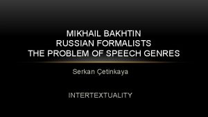 Bakhtin the problem of speech genres