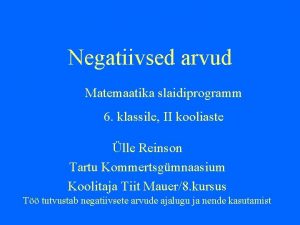 Negatiivsed arvud