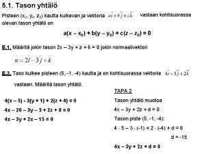 Määritä tason normaalivektori