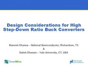 Design Considerations for High StepDown Ratio Buck Converters