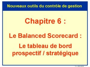 Nouveaux outils du contrle de gestion Chapitre 6