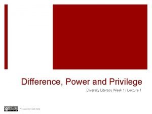 Difference Power and Privilege Diversity Literacy Week 1