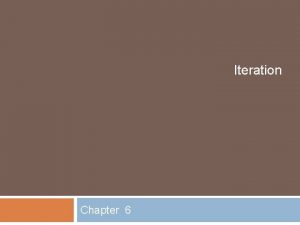 Iteration Chapter 6 While Loops Executes a block