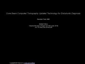 Cone Beam Computed Tomography Updated Technology for Endodontic