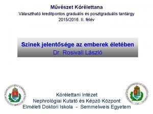 Mvszet Krlettana Vlaszthat kreditpontos gradulis s posztgradulis tantrgy