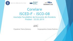 Corelare ISCEDF ISCO08 Asociaia Faculilor de Economie din