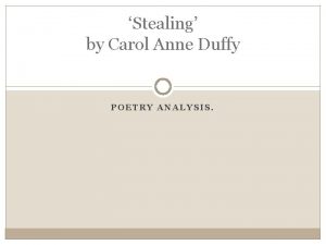 Analysis of stealing by carol ann duffy