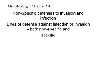 Microbiology Chapter 14 NonSpecific defenses to invasion and