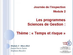 Journe de linspection Module 2 Les programmes Sciences