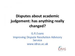 Academic judgement