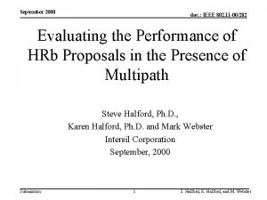 September 2000 doc IEEE 802 11 00282 Evaluating