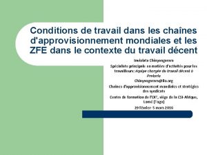 Conditions de travail dans les chanes dapprovisionnement mondiales