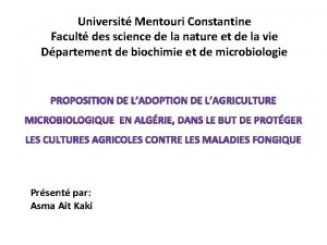 Universit Mentouri Constantine Facult des science de la