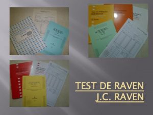 TEST DE RAVEN J C RAVEN Ficha Tcnica