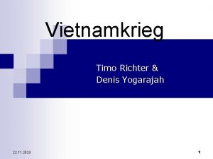 Vietnamkrieg Timo Richter Denis Yogarajah 22 11 2020