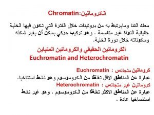 Heterochromatin and euchromatin