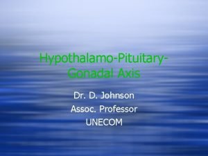 HypothalamoPituitary Gonadal Axis Dr D Johnson Assoc Professor