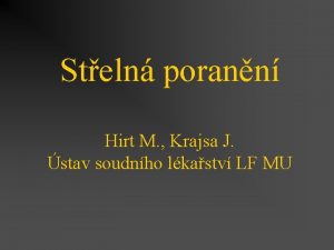 Steln porann Hirt M Krajsa J stav soudnho